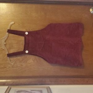 Cranberry Corduroy Overall Mini Stretch Romper Dress. S
